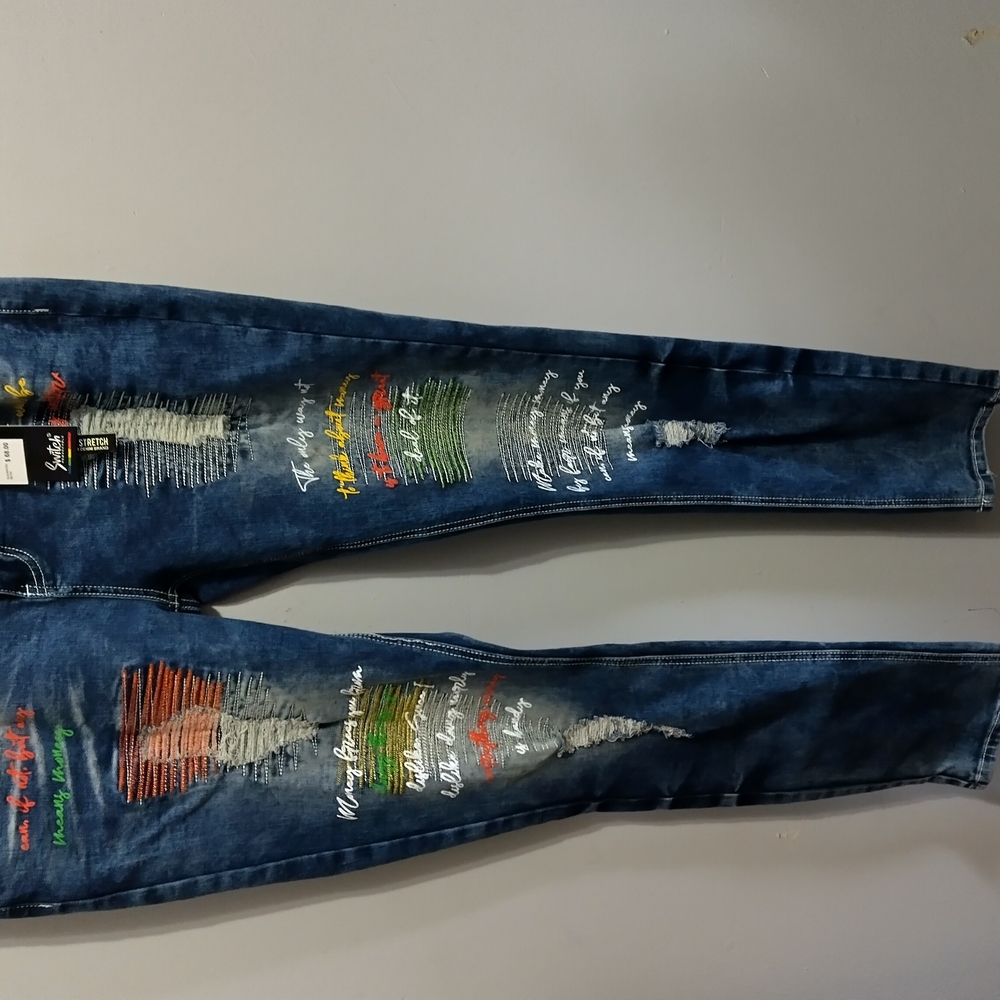 Men's Distressed Blue Jeans